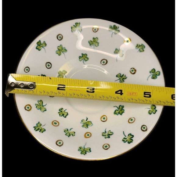 VTG Bartley Bone China Cup and Saucer Made in England SHAMROCK and GOLD DOT - Picture 9 of 11